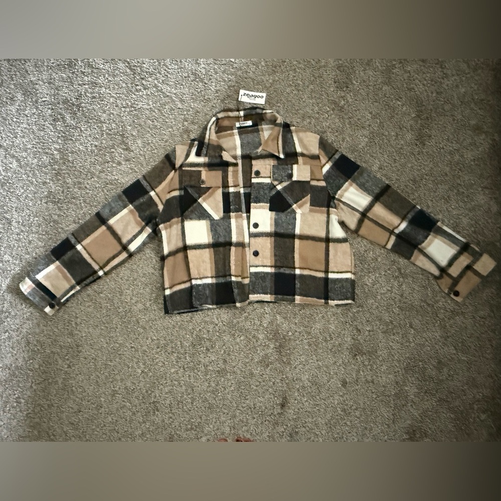 Plaid Button-Up Jacket - Picture 2 of 4